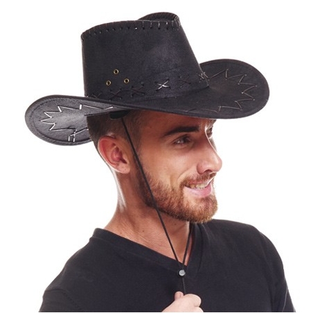 Chapeau de cowboy noir avec coutures - accessoire cow boy & cow girl