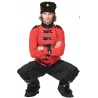 Costume Russe noir et rouge pour homme avec pantalon, veste, chapeau et surbottes