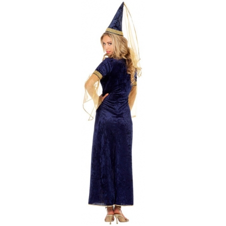 Robe médiévale bleue pour femme, incarnez une magicienne à l'occasion d'une fête médiévale  