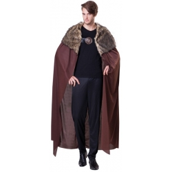 Cape médiévale marron avec fourrure pour homme idéale pour vous permettre d'incarner un personnage digne de Game of Thrones