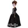 Déguisement de princesse squelette "Day of the dead" pour fille, longue robe avec cerceau décorée de têtes de morts
