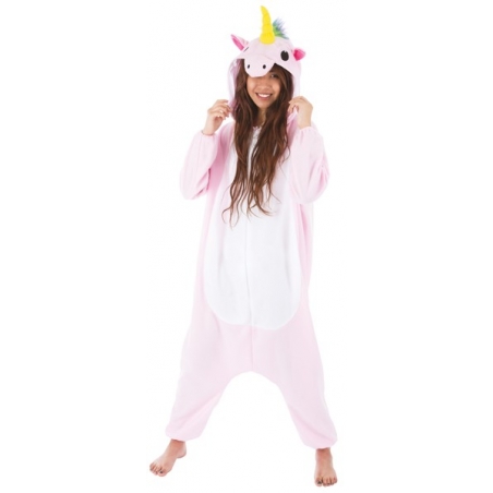 Déguisement kigurumi licorne rose femme, incarnez un personnage féérique