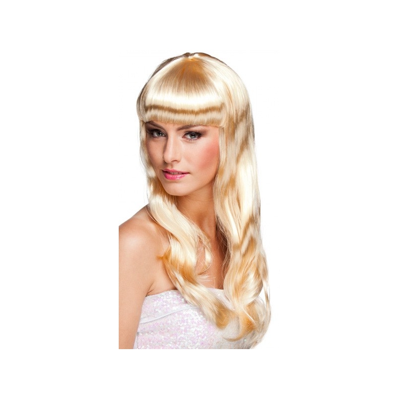 Perruque blonde longue avec frange