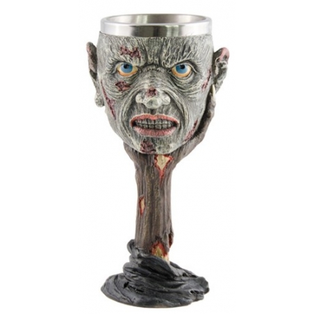 Verre à pied zombie en résine et metal - décoration halloween