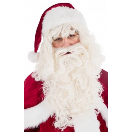 Perruque de Père Noël avec barbe luxe, un set idéal pour compléter votre costume de Père Noël
