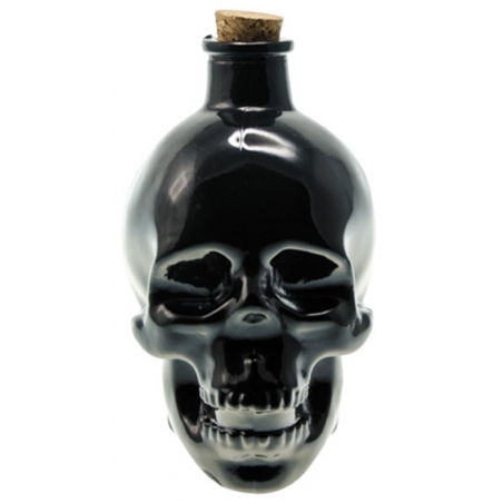 Bouteille tête de mort noire en verre - déco de table halloween