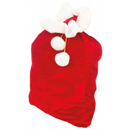 Hotte Père Noël velours 90 x 60 cm, idéale pour accessoiriser votre costume de Père Noël