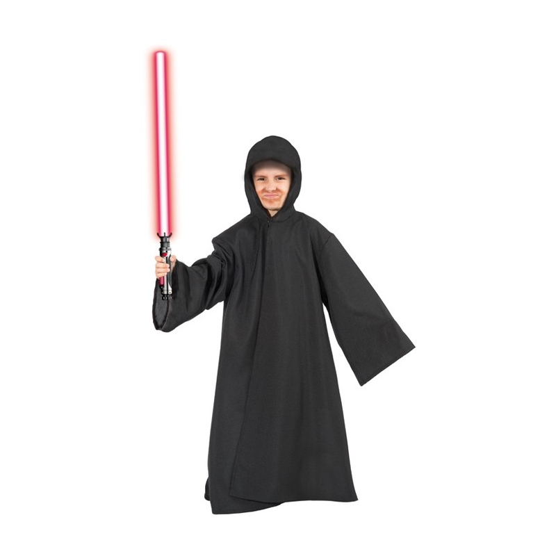 Déguisement chevalier noir enfant, cape noire à capuche