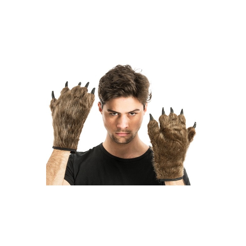 Gants De Loup-Garou Avec Griffes – Cosplay Halloween, Poils Et Griffes Réalistes, Vinyle Souple 30x13cm – Taille Unique Pour Adulte