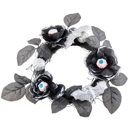 Couronne de roses noires halloween