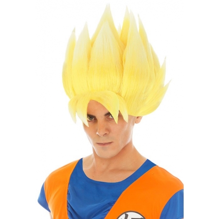 Perruque Goku jaune Saiyan Dragon Ball Z adulte sous licence officielle