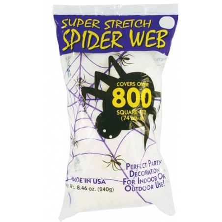 Toile d'araignée 240 gr blanche ultra élastique idéale pour votre décoration d'halloween