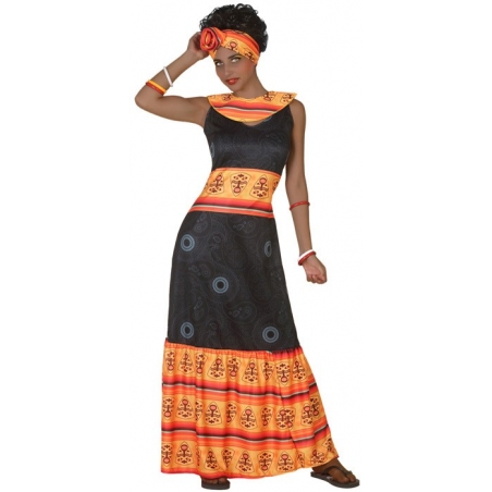 Déguisement d'Africaine pour femme avec robe et bandeau - pays du monde