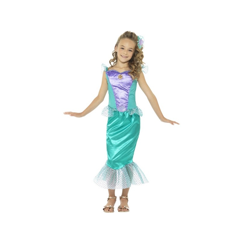 Déguisement de sirène pour fille et adolescente avec robe et pince à cheveux