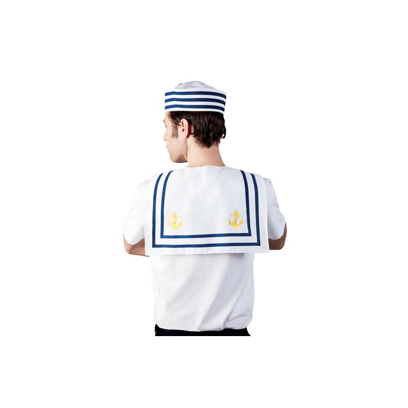 Col de marin blanc et bleu pour adulte - accessoire déguisement marin
