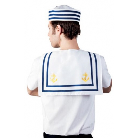 Col de marin blanc et bleu pour adulte - accessoire déguisement marin