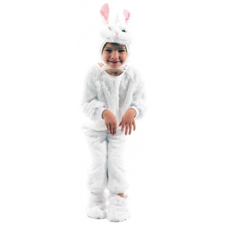 Déguisement de lapin pour enfant, combinaison blanche avec cagoule animale