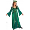Déguisement princesse médiévale, longue robe médiévale verte et coiffe assortie - costume médiéval