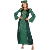 Déguisement de princesse médiévale de couleur vert pour femme avec robe et coiffe