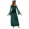 Robe médiévale verte pour femme avec coiffe assortie, incarnez une princesse du moyen-âge