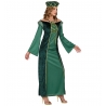 Costume de princesse médiévale verte pour adulte, robe avec coiffe assortie
