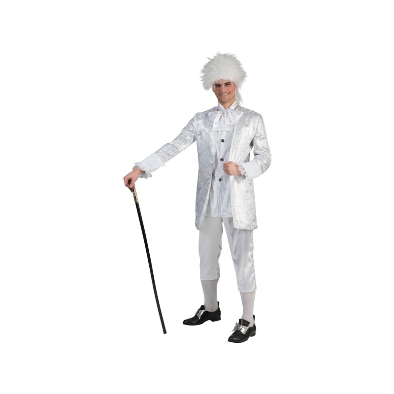 Déguisement de marquis pour homme blanc et argent - Carnaval de Venise