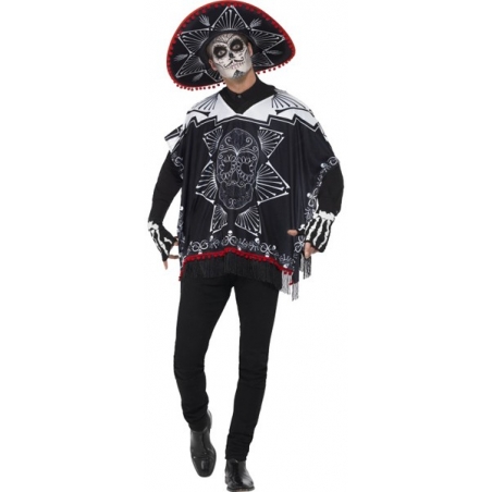 Déguisement mexicain halloween avec poncho, mitaines et sombrero