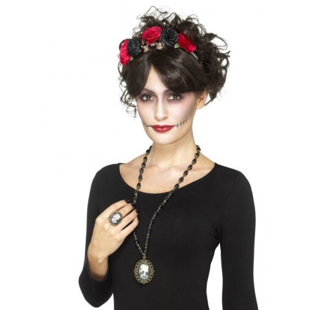 Bague et collier camée squelette, accessoirisez votre déguisement d'halloween