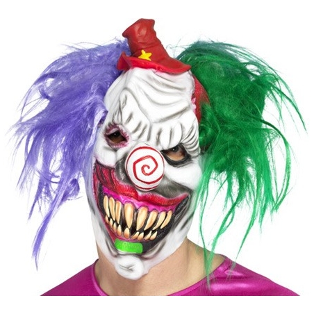 Optez pour un masque qui fait peur grâce à ce masque de clown tueur en latex avec cheveux