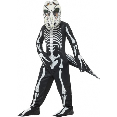 Déguisement squelette de dinosaure pour enfant de 4 à 12 ans avec masque Déguisement squelette de dinosaure pour enfant de 4 à 12 ans avec masque