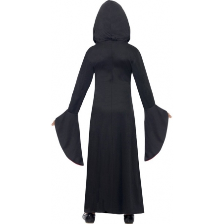 Longue robe noire et bordeaux à capuche pour fille de 4 à 12 ans - déguisement à petit prix 
