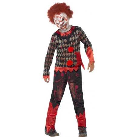 déguisement de clown zombie pour enfant de 4 à 12 ans, masque de clown inclus