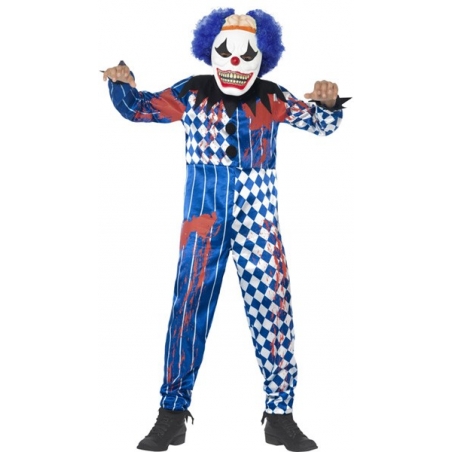 Idéal pour Halloween, ce déguisement clown qui fait peur s'accompagne d'un masque avec cheveux et cervelle