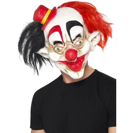 Masque de clown psychopathe avec chapeau, idéal pour accessoiriser un déguisement de clown d'halloween Masque de clown psychopathe avec chapeau, idéal pour accessoiriser un déguisement de clown d'halloween