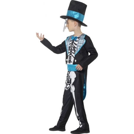 Déguisement de squelette mexicain pour garçon de 4 à 12 ans, masque avec chapeau inclus Déguisement de squelette mexicain pour garçon de 4 à 12 ans, masque avec chapeau inclus