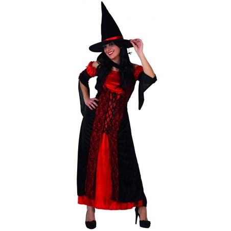 Déguisement de sorcière rouge femme