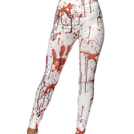 Leggings blanc avec taches de sang idéal pour accessoiriser votre déguisement pour halloween