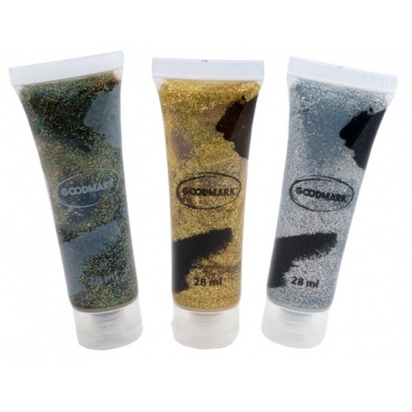 Tube de maquillage avec paillettes - 3 coloris disponibles : doré, argenté et multicolore