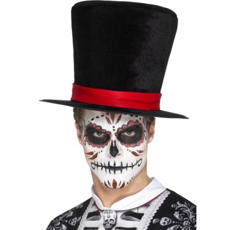 Chapeau haut de forme noir et rouge pour adulte idéal pour carnaval et halloween Chapeau haut de forme noir et rouge pour adulte idéal pour carnaval et halloween