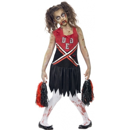 Déguisement pompom girl zombie pour fille avec robe et pompom