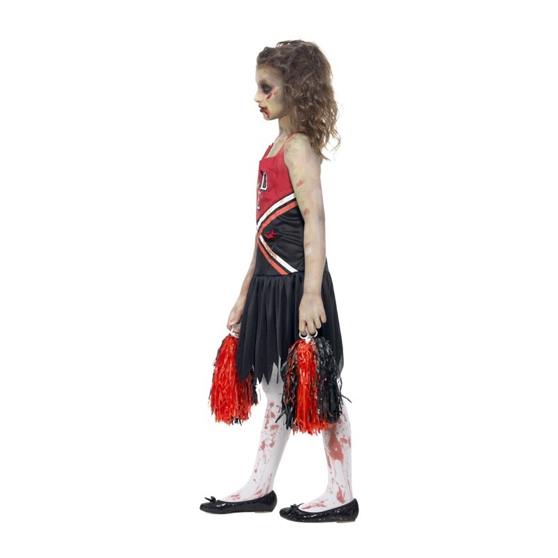 Costume de pom-pom girl zombie pour fille, robe et paire de pompoms