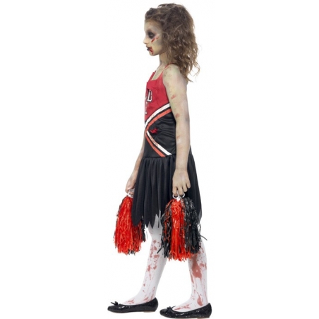 Costume de pom-pom girl zombie pour fille, robe et paire de pompoms