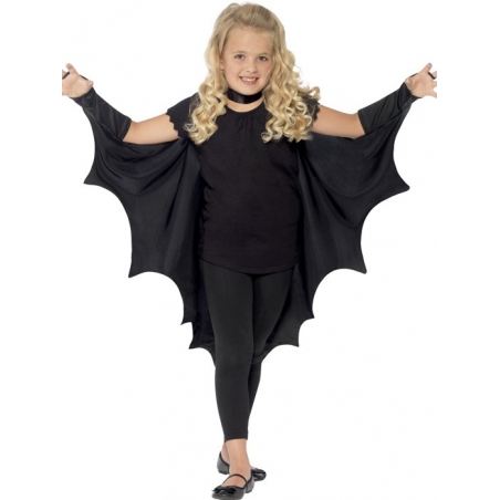 Cape noire ailes de chauve-souris pour filles idéale pour Halloween