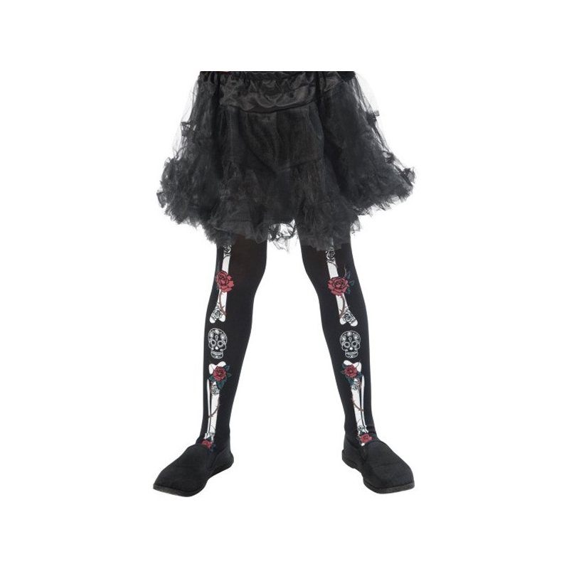 Paire de collants squelette pour fille de 6 à 12 ans 
