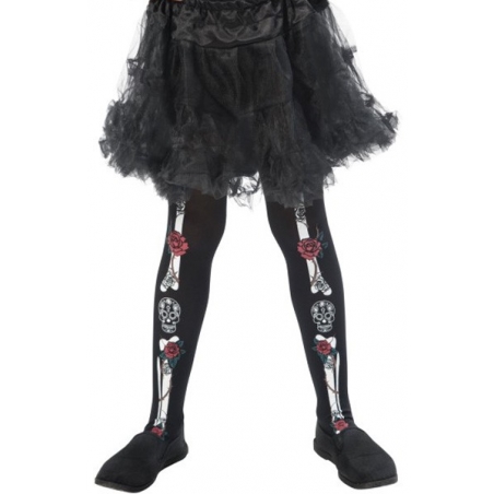 Paire de collants squelette pour fille de 6 à 12 ans Paire de collants squelette pour fille de 6 à 12 ans