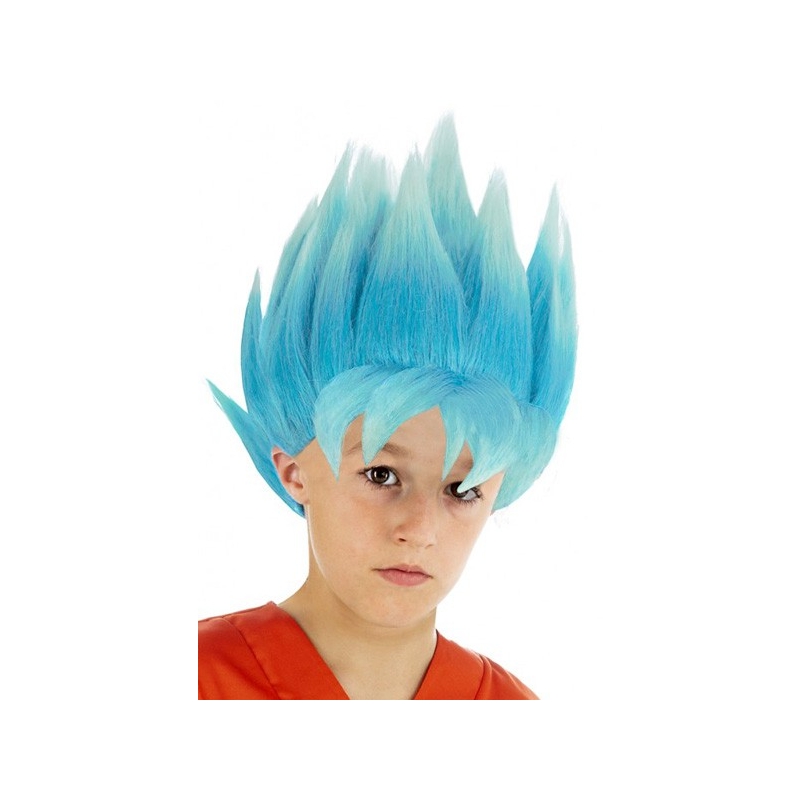 Perruque Goku bleu enfant