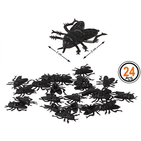 Sachet de 24 mouches noires idéal pour une décoration d'halloween