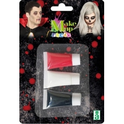 Kit de maquillage en crème 3 couleurs, blanc, noir et rouge