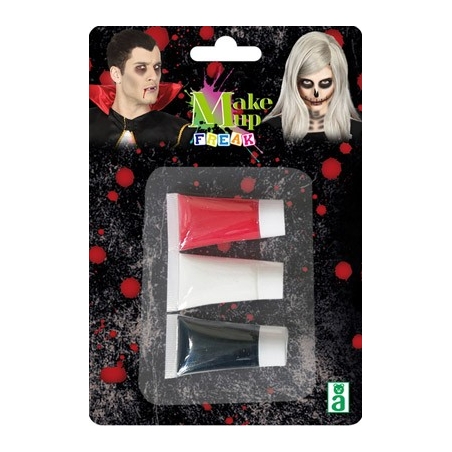 Kit de maquillage en crème 3 couleurs, blanc, noir et rouge