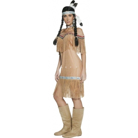 Déguisement d'indienne beige western pour femme Déguisement d'indienne beige western pour femme